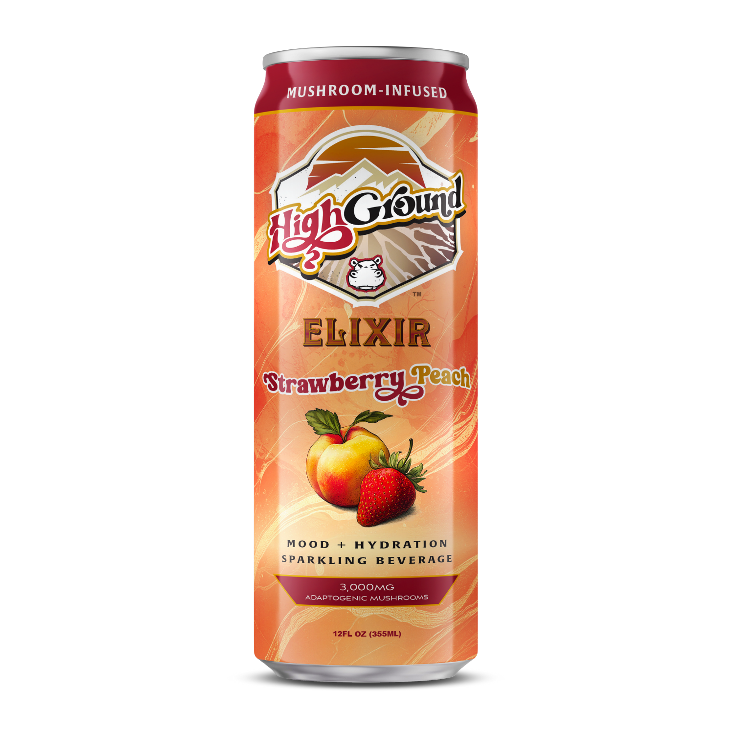 Adaptogenic Mushrooms Mood + Hydration Sparkling Drink - Strawberry Peach