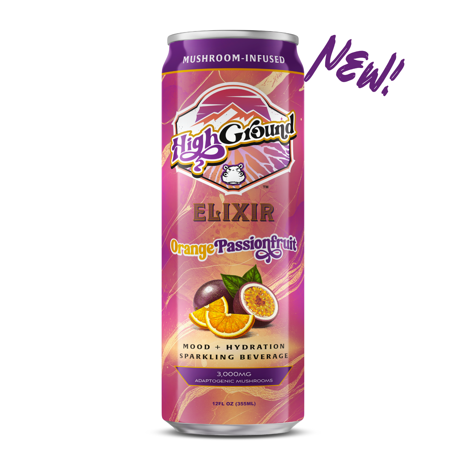 Adaptogenic Mushrooms Mood + Hydration Sparkling Drink - Orange Passionfruit