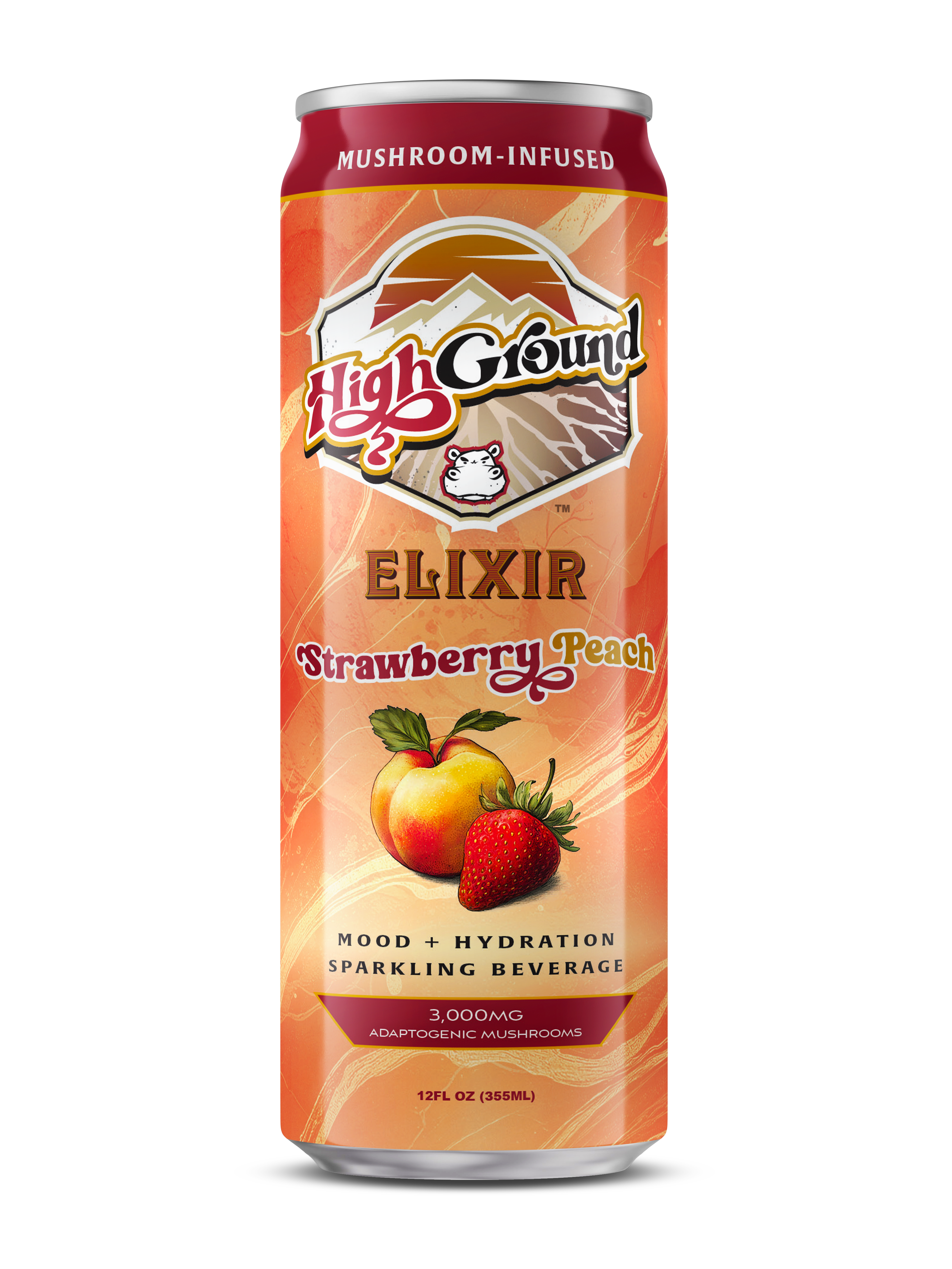 Adaptogenic Mushrooms Mood + Hydration Sparkling Drink - Strawberry Peach