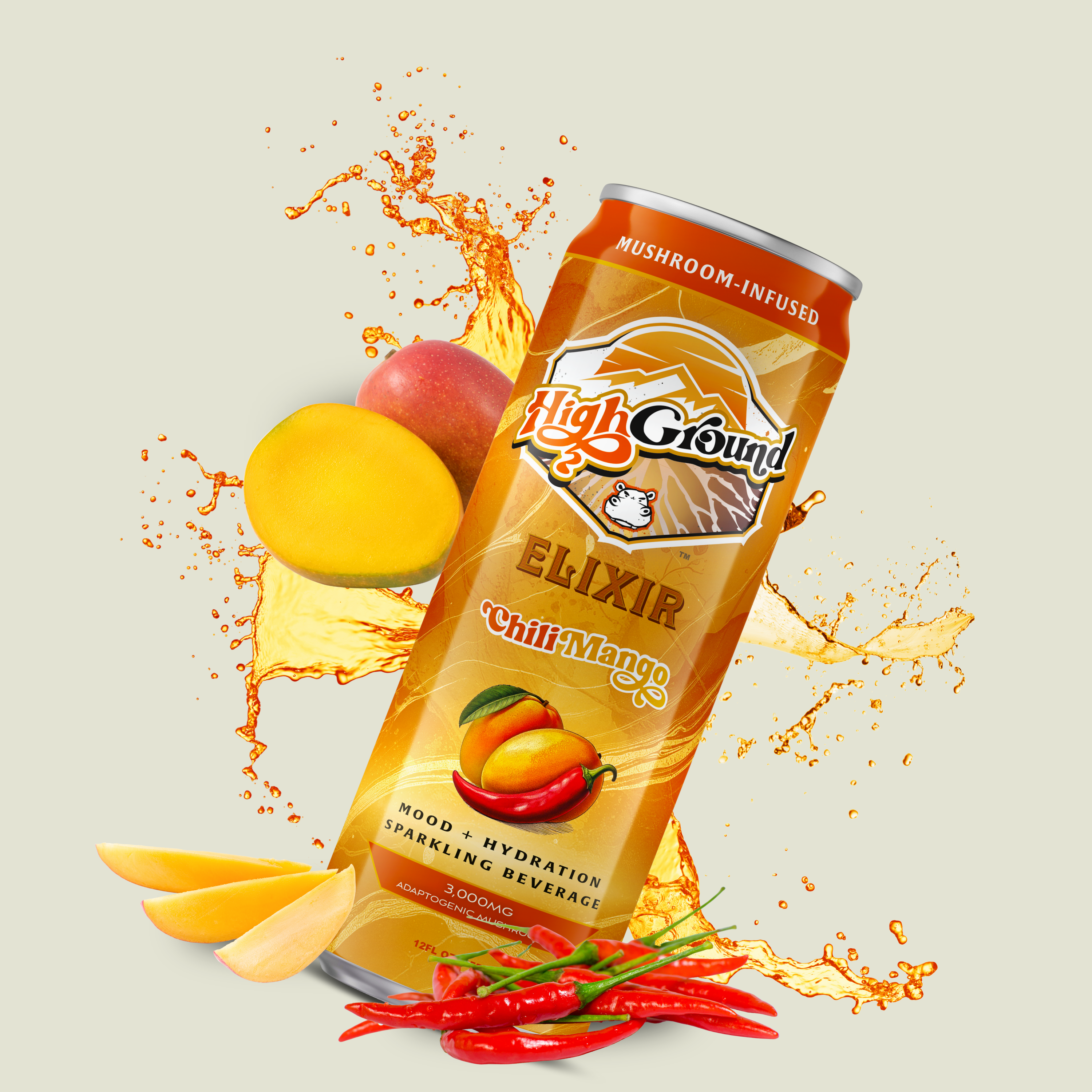 Adaptogenic Mushrooms Mood + Hydration Sparkling Drink - Chili Mango
