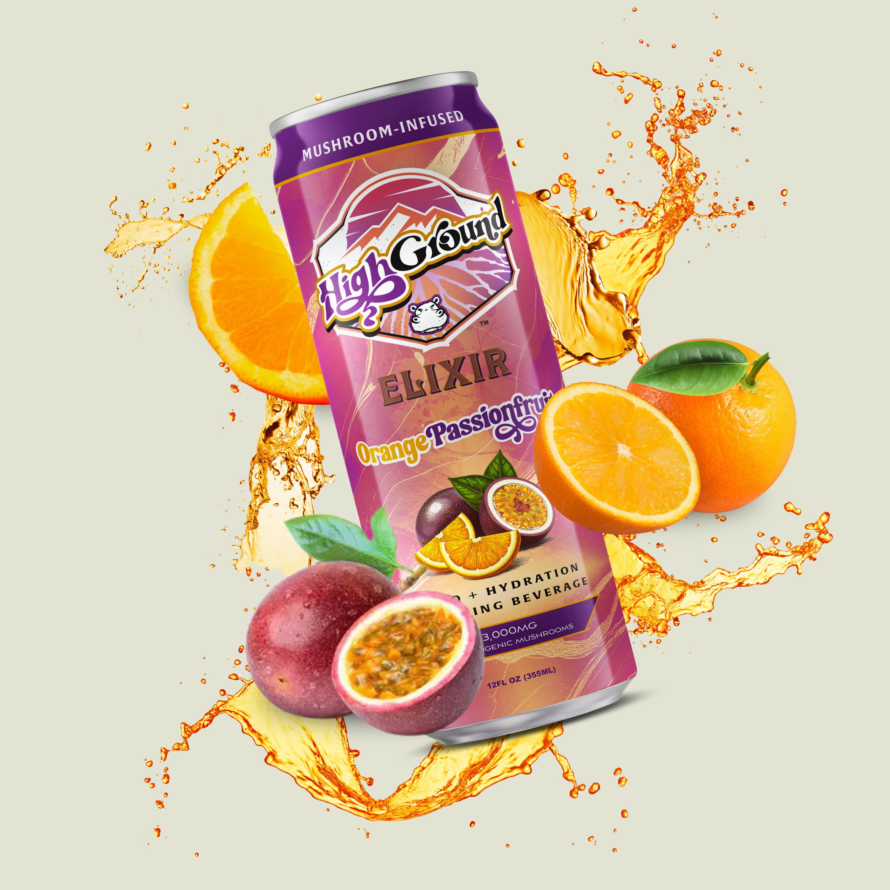 Adaptogenic Mushrooms Mood + Hydration Sparkling Drink - Orange Passionfruit